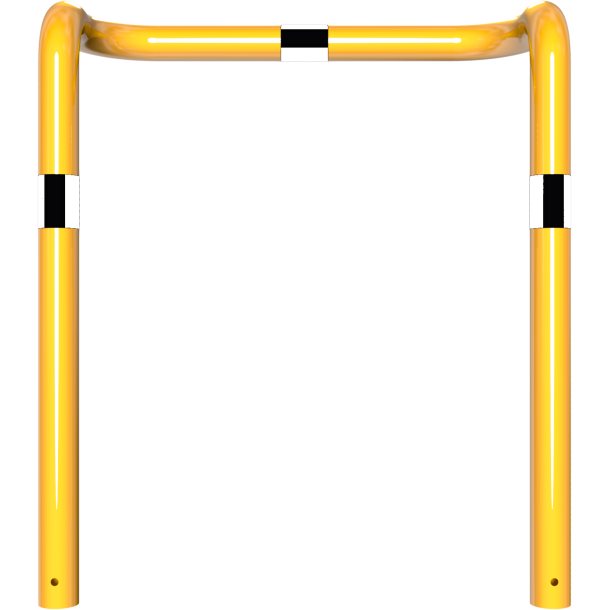 Anti-nudge hoop | double-sided, deep version | steel tube  76 mm | yellow / black | total width: 1000 mm | height above ground: 650 mm | for casting in concrete